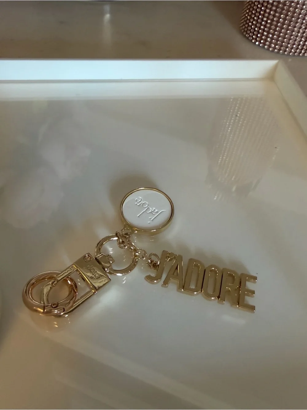 Dior J’Adore Gold-Tone Logo Keychain Charm